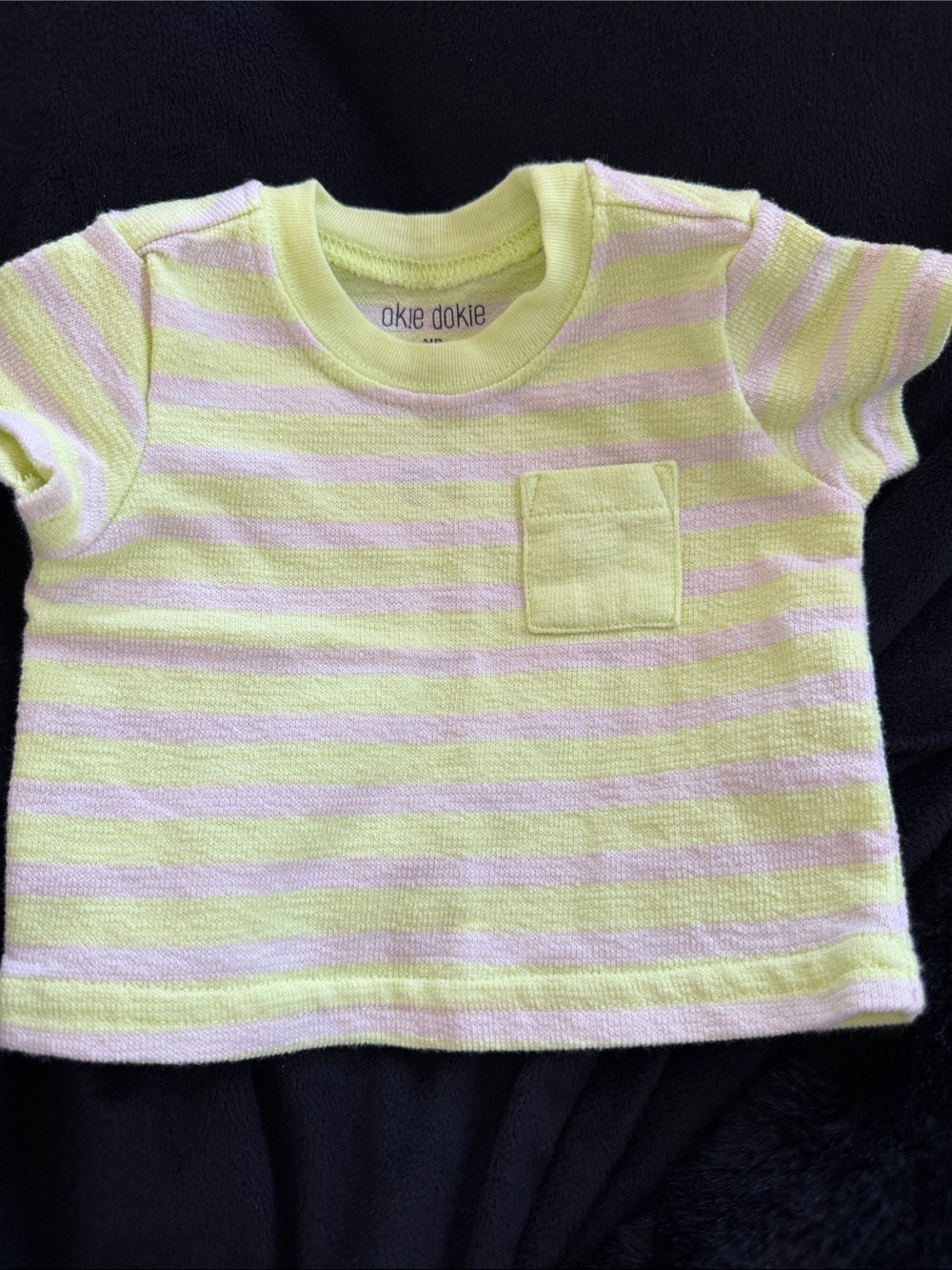 okie dokie Yellow and Pink Striped Short Sleeve Tee